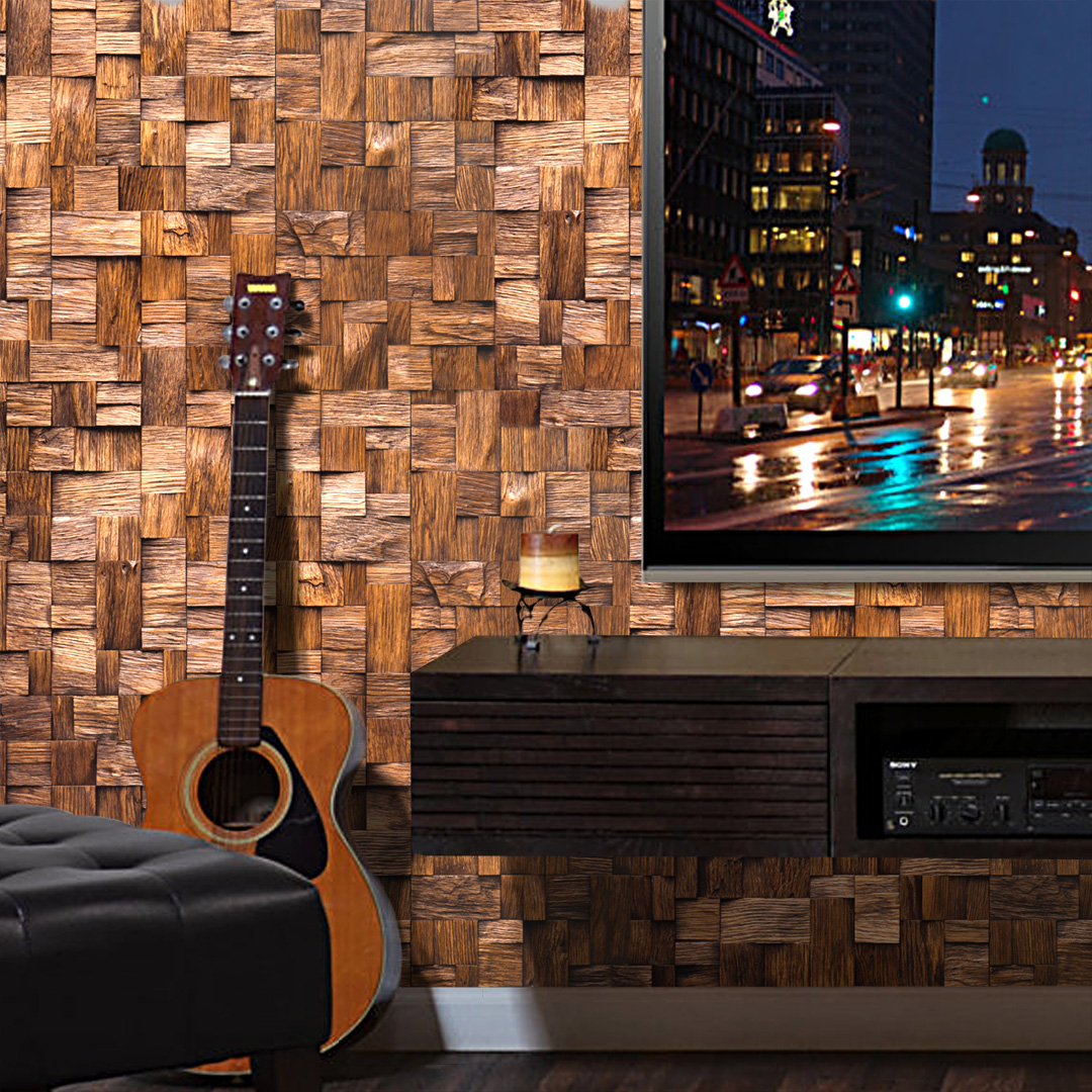 Стеновая панель Tarsi Хауз Мокко 300х300 мм Дуб/колотый/брашированный